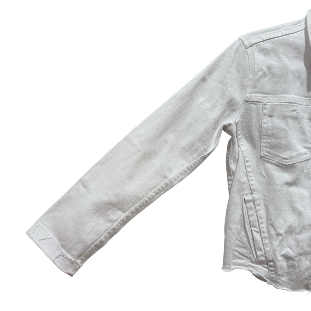 NWT L'Agence Janelle Cropped Slim-Fit Jean Jacket Casual Denim Blanc White Sz S - Picture 8 of 16